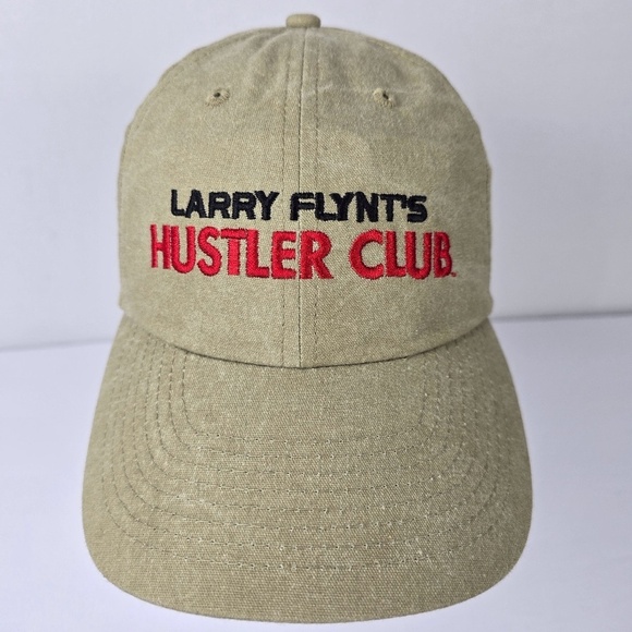DEADSTOCK HUSTLER CLUB Cap Hat Larry Flynt's Vtg 90s Tan Adjustable Nissun NWOT - Picture 1 of 5